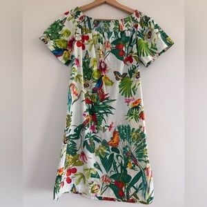J. Crew Tropical Print Off-Shoulder Mini Dress women size 2